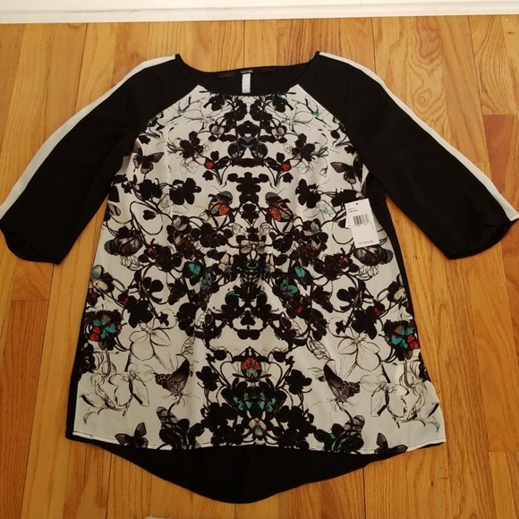 Kensie Abstract Digital Floral Printed Blouse NWT - Picture 4 of 7